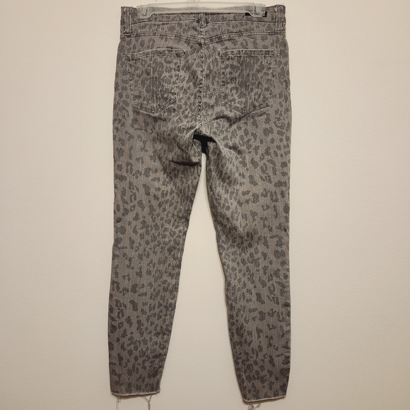 Kut from the Kloth Connie High Rise Ankle Skinny Gray Cheetah Print Pants - Picture 2 of 16